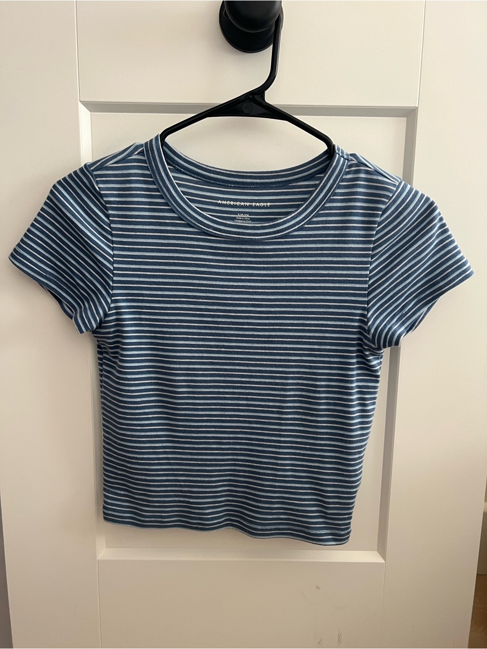 American Eagle XS Striped Blue Crewneck Tee - American Eagle Outfitters